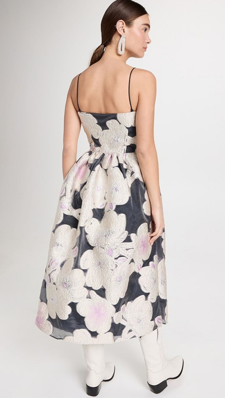 ANNY FLORAL-JACQUARD MIDI DRESS