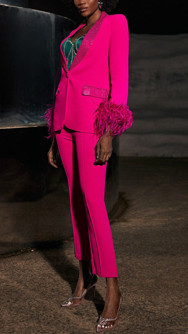 AIIZIE RHINESTONE FEATHER BLAZER IN PINK - product image