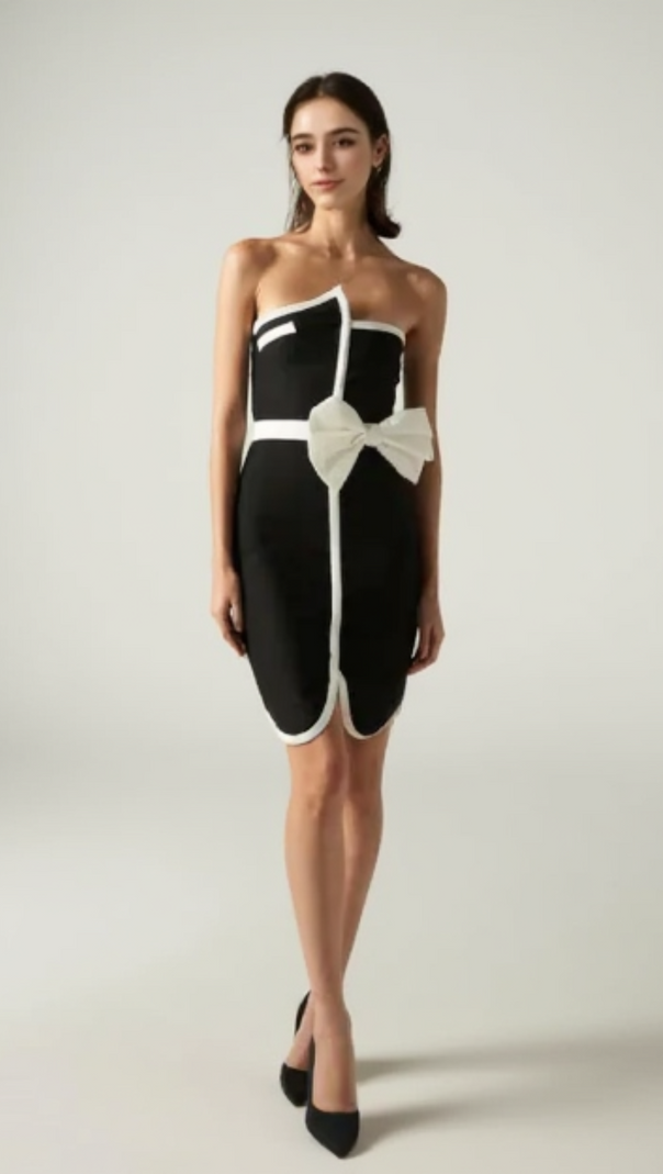 AIIZIE ELSIE CONTRAST STRAPLESS BANDAGE MINI DRESS - product image