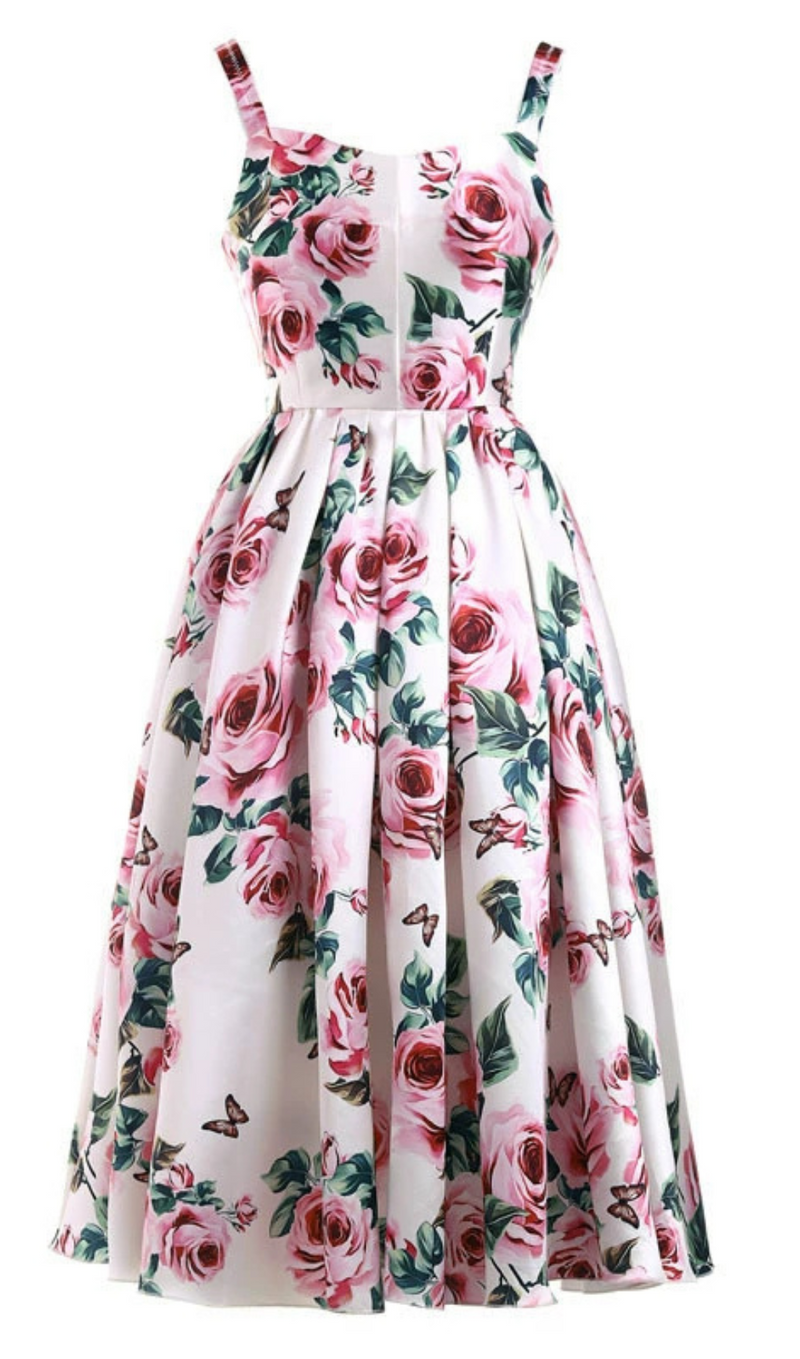 FLOWER PRINTED MIDI DRESS