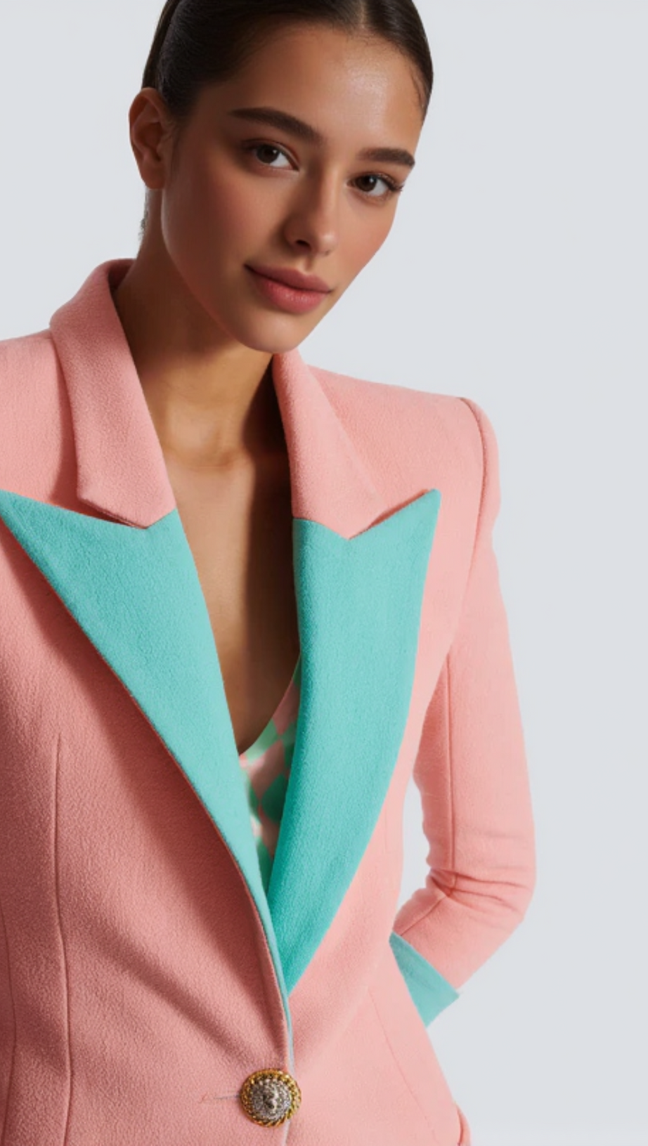 GIACCA BICOLORE IN CRÊPE DOPPIO A 1 BOTTONE