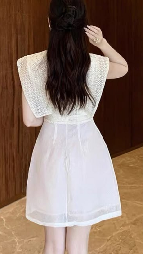 AIIZIE EMBROIDERY CUTOUT MINI DRESS IN APRICOT - product image