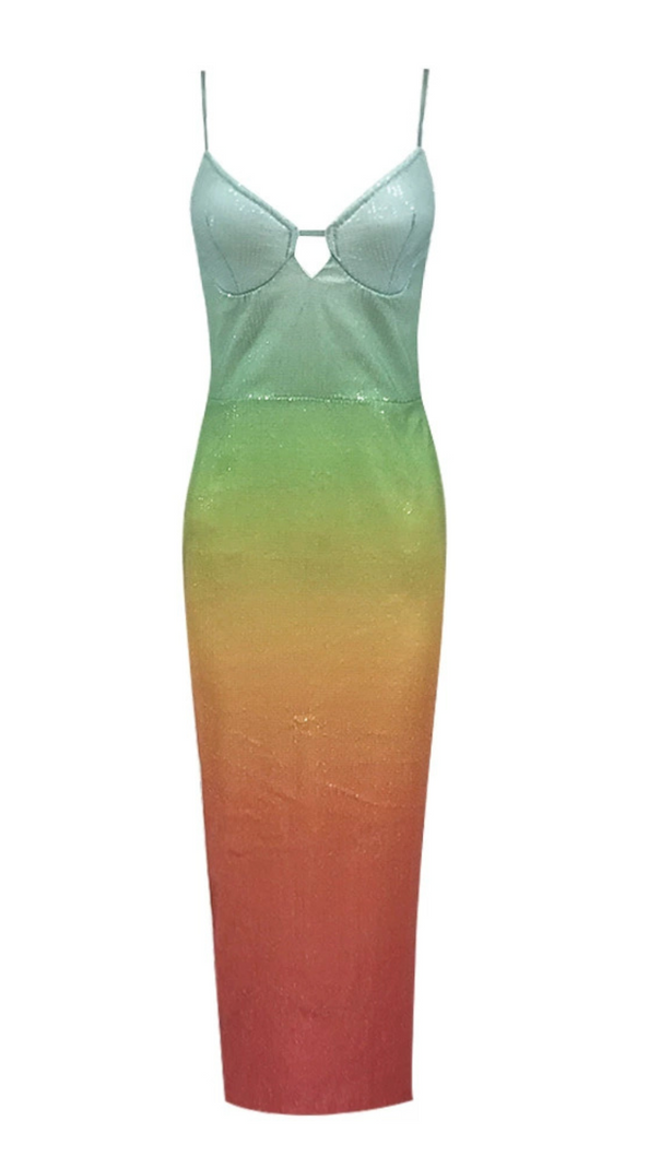 AIIZIE GRADIENT COLOR STARFISH SEQUIN MIDI DRESS - product image