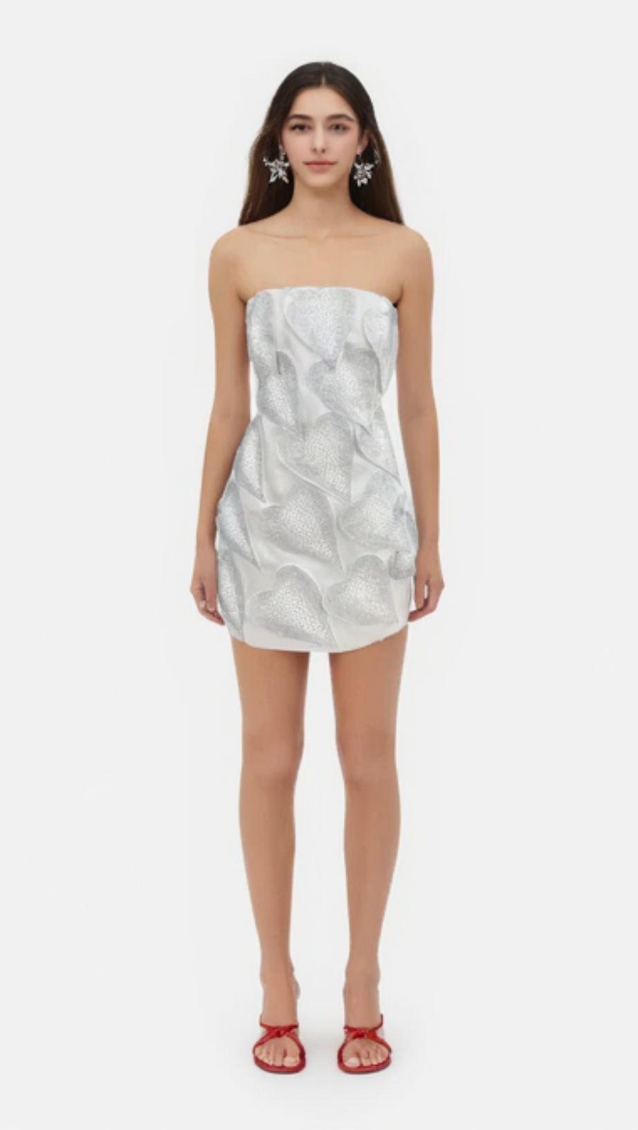 CRYSTAL LEAF EMBELLISHED MINI DRESS IN WHITE