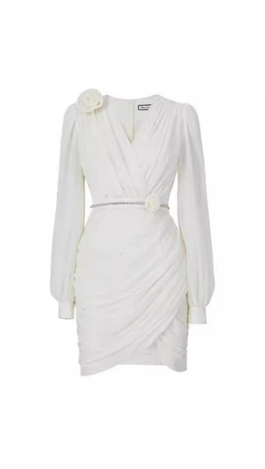 Bodycon-Minikleid aus Crêpe mit Blumenverzierung