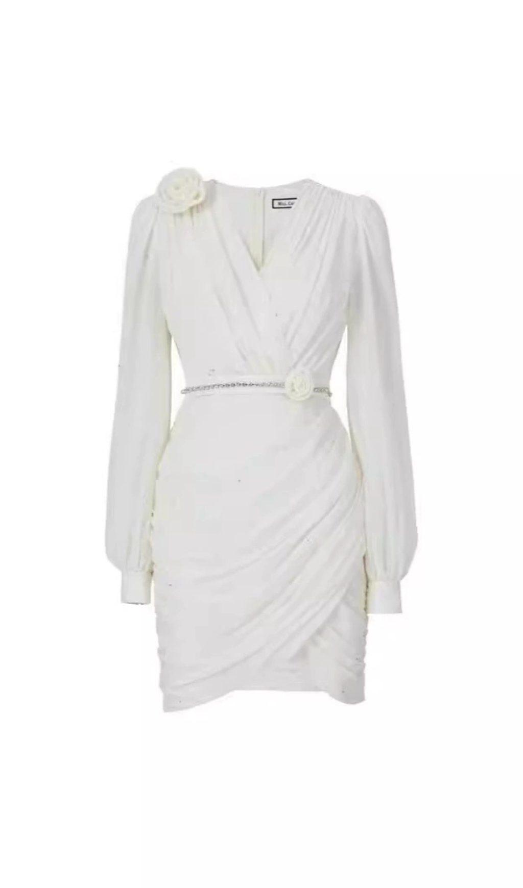 Bodycon-Minikleid aus Crêpe mit Blumenverzierung