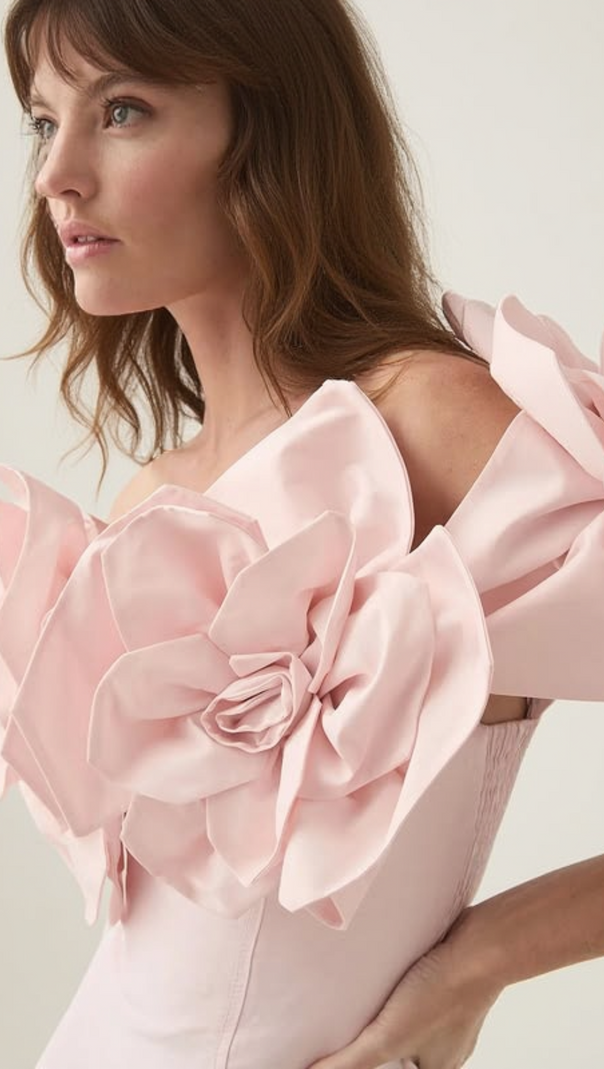 AIIZIE ETTA FLOWER STRAPLESS MINI DRESS IN PINK - product image