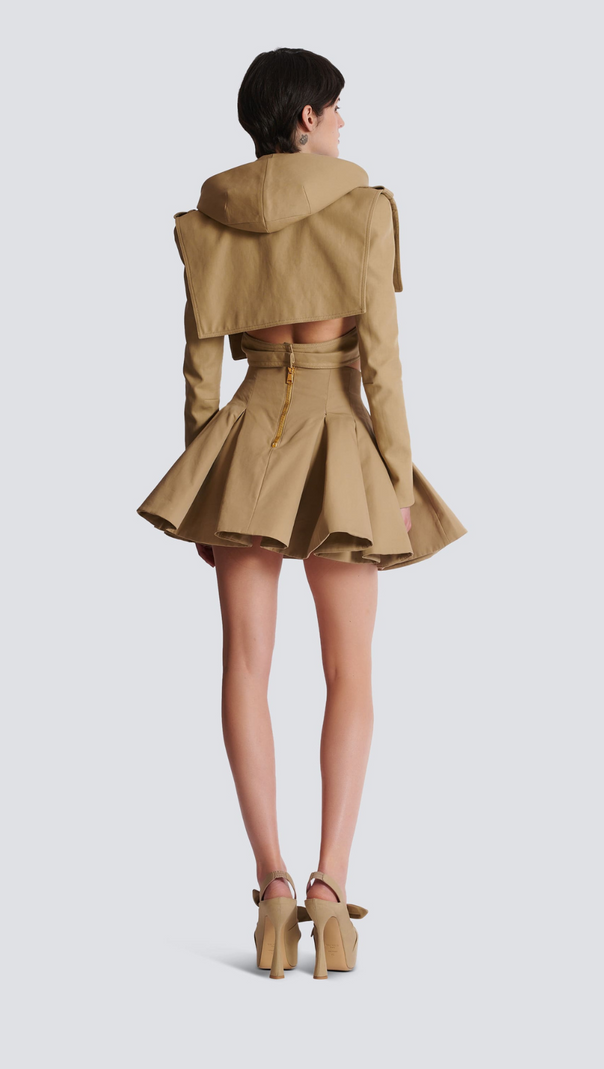 AIIZIE ASINA GOLD BUTTONED MINI SKIRT IN KHAKI - product image