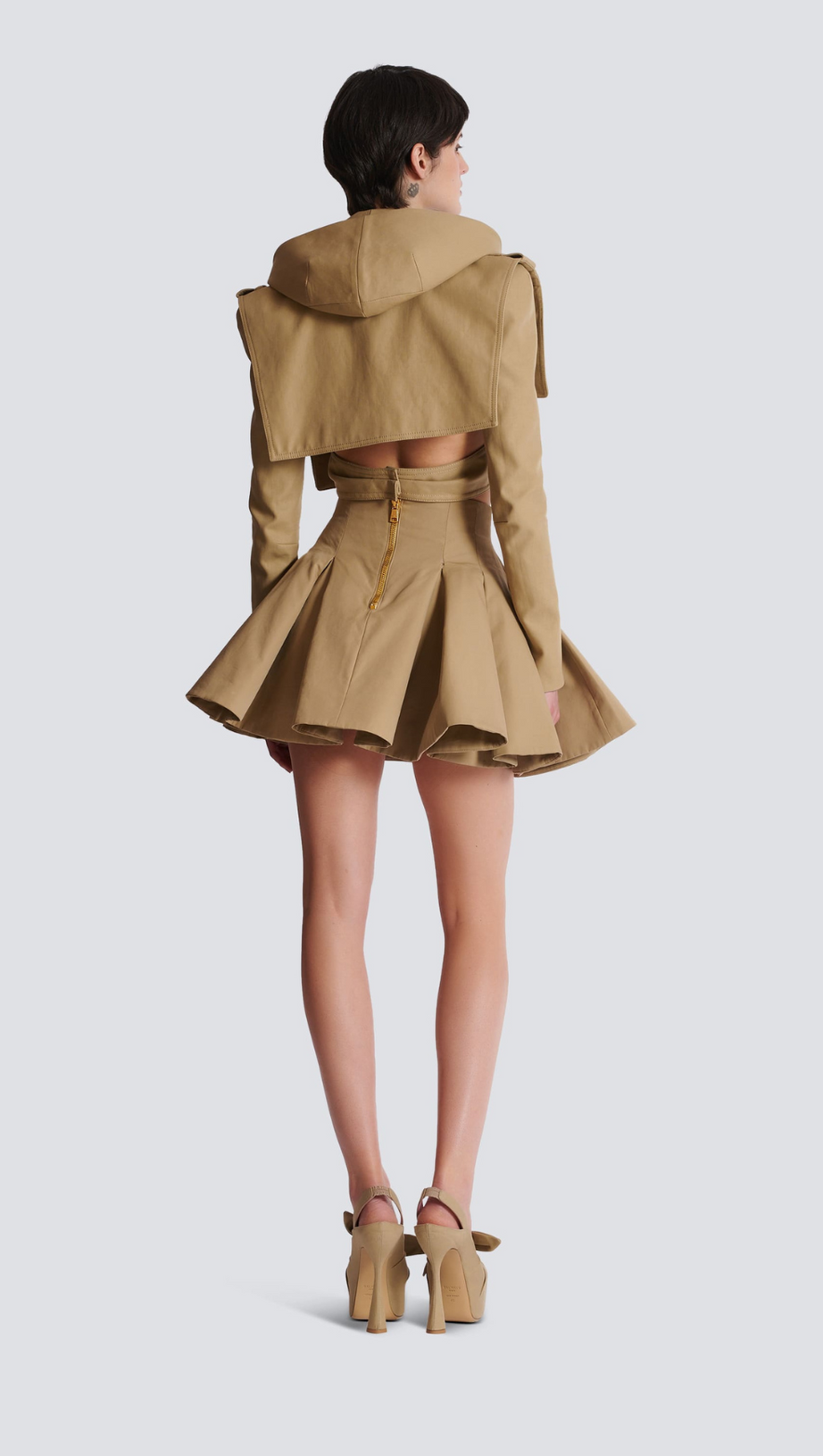 MINIGONNA ASINA CON BOTTONI ORO IN CACHI