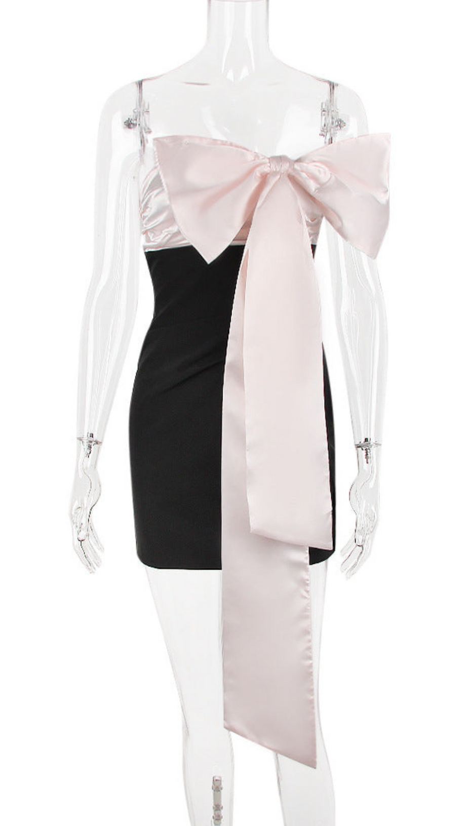 IVORY BOW MINI DRESS IN BLACK