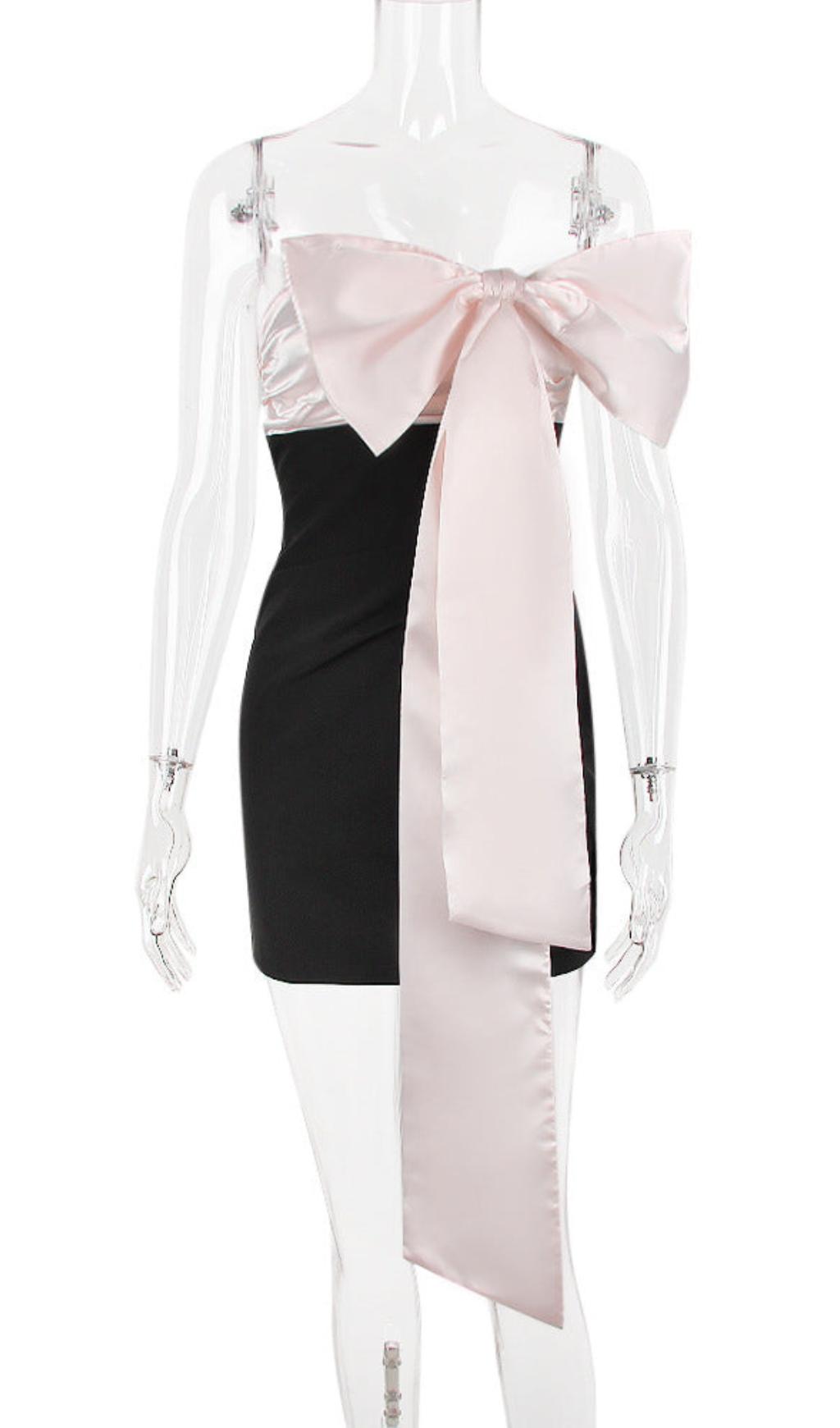 IVORY BOW MINI DRESS IN BLACK