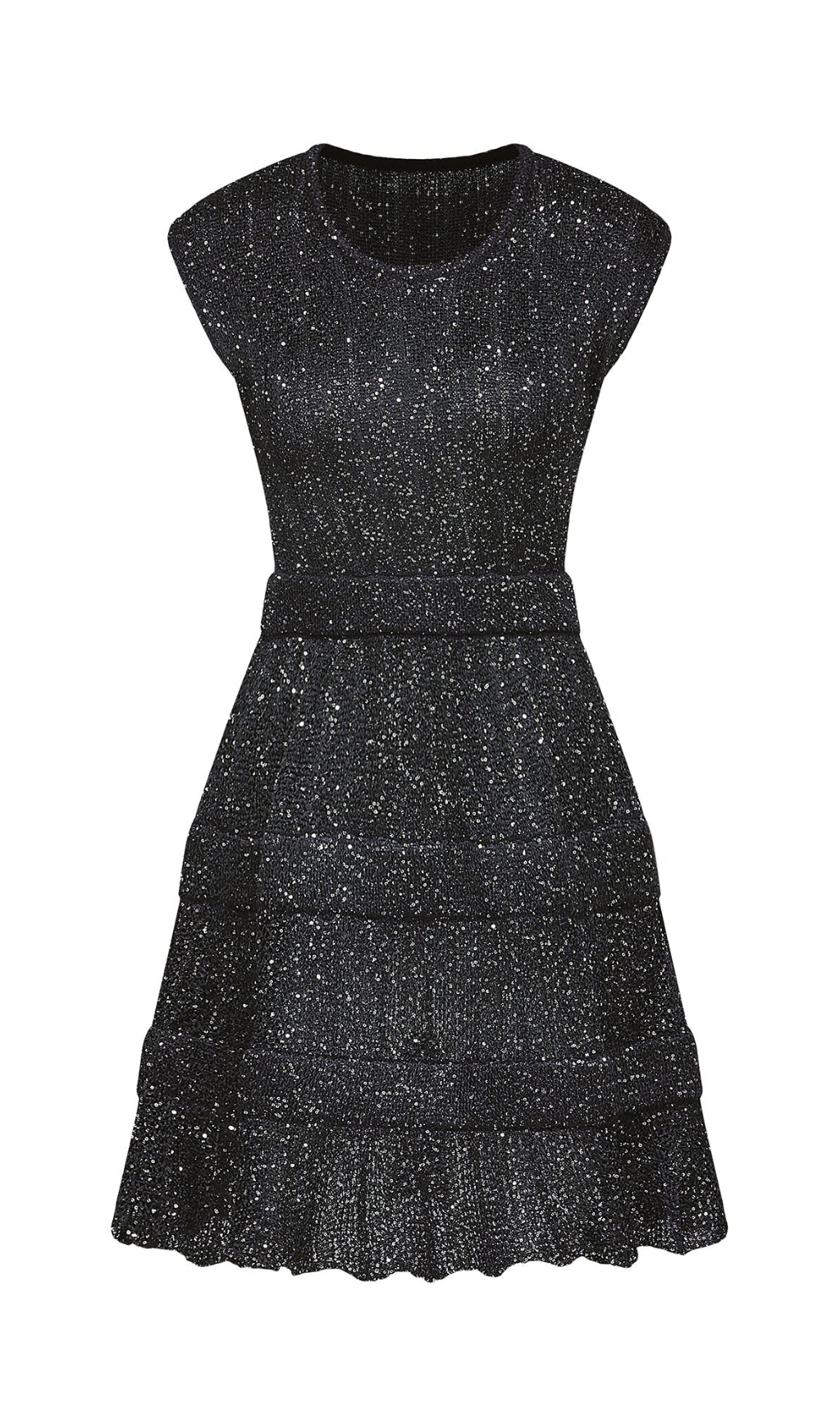 CORDELIA SEQUIN-EMBELLISHED TIERED MINI DRESS