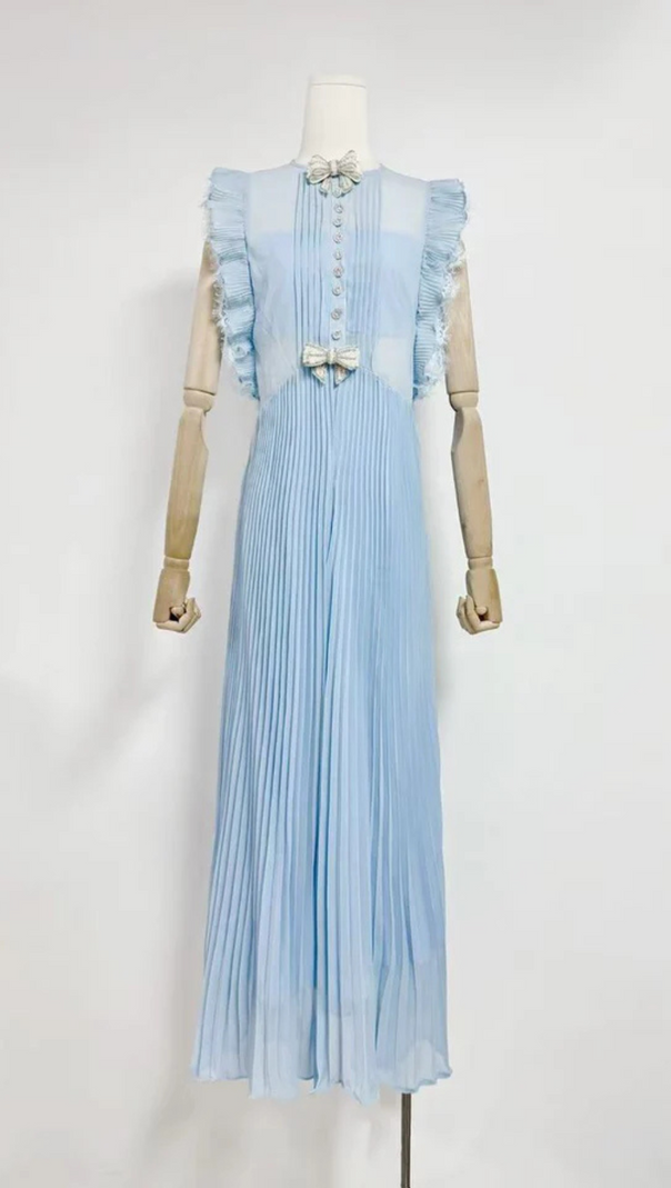 AIIZIE CHIFFON RUFFLED MAXI DRESS IN BLUE - product image