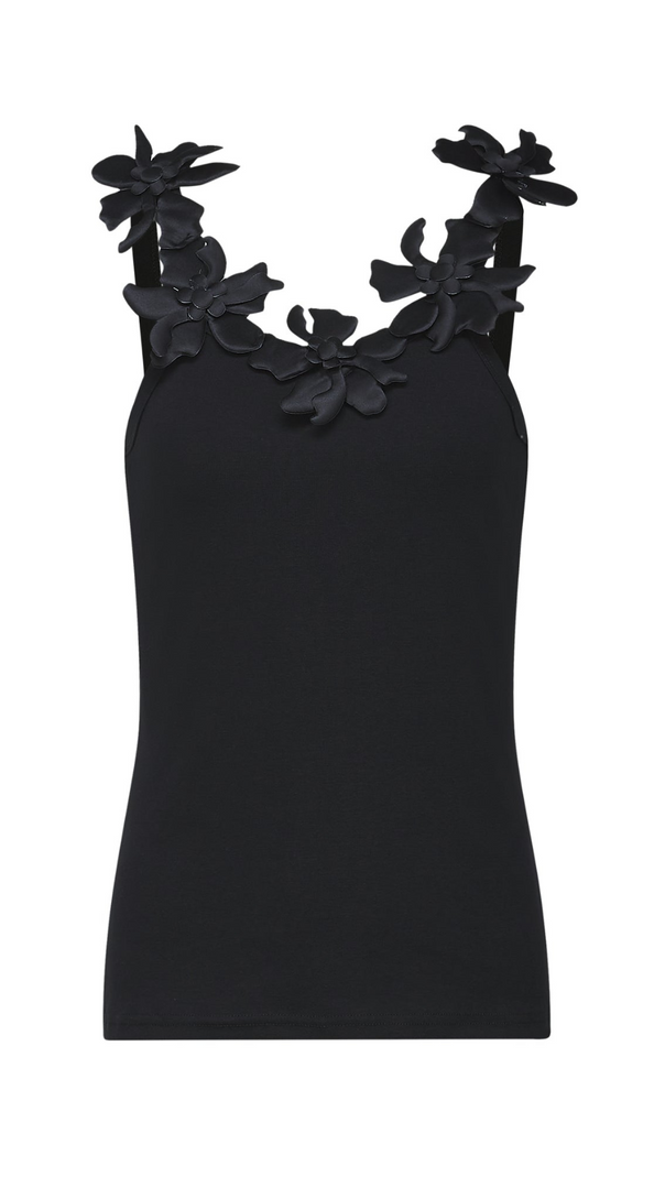 AIIZIE NALINI BLACK FAUX-FLOWER TOP - product image