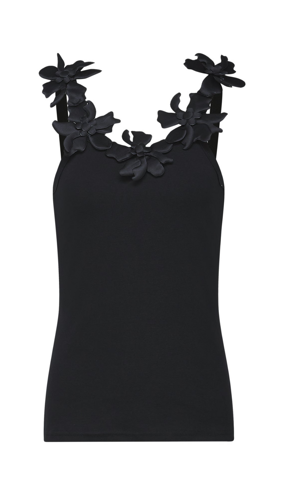 TOP NALINI NERO CON FIORI SINTETICI