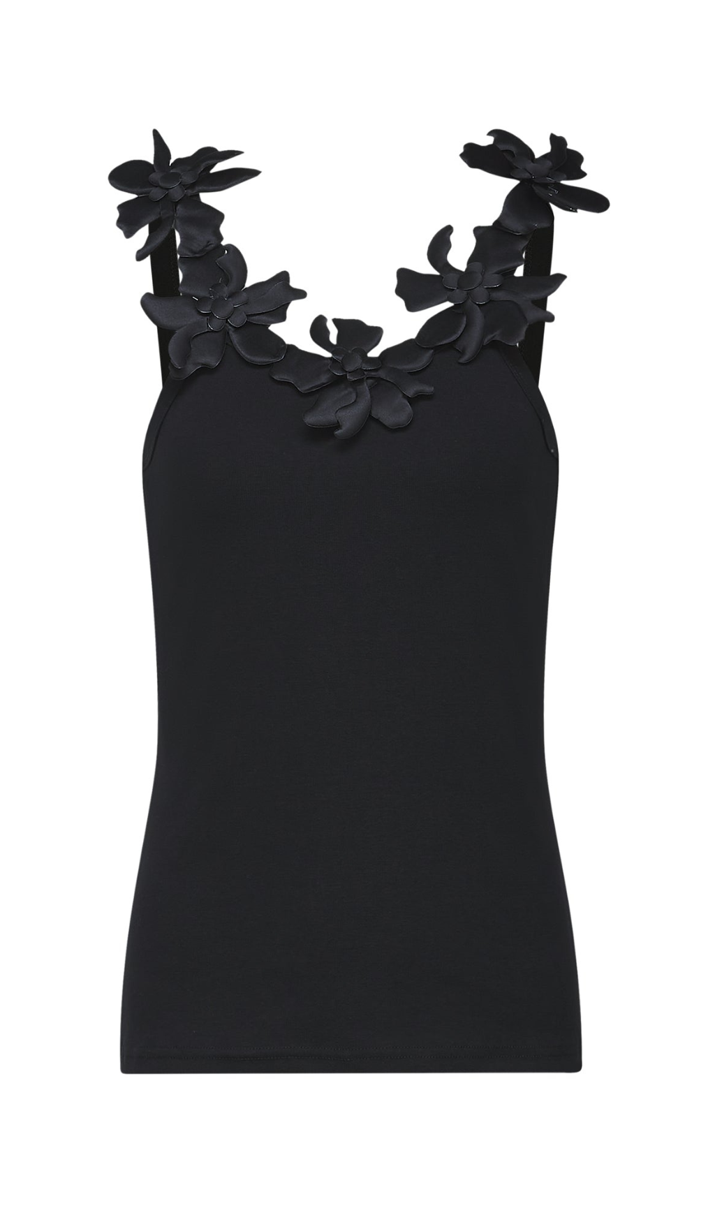 TOP NALINI NERO CON FIORI SINTETICI