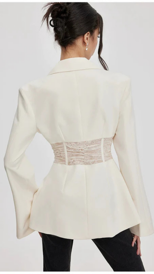 AIIZIE MELANY SEE THROUGH LACE UP SHIRT IN WHITE - product image