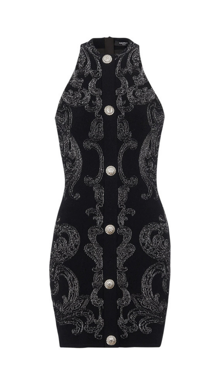 ÄRMELLOSES MINIKLEID MIT PAISLEY-STRICK