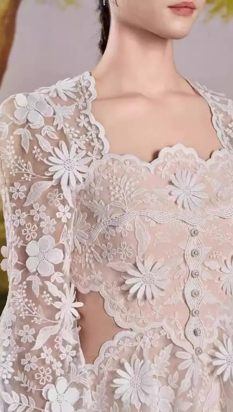 FLOWER EMBELLISHED MINI DRESS IN APRICOT