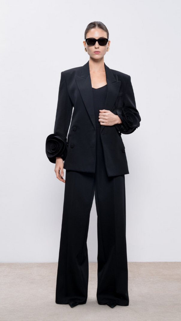 AIIZIE SOPHIA ROSE APPLIQUÉ BLAZER IN BLACK - product image
