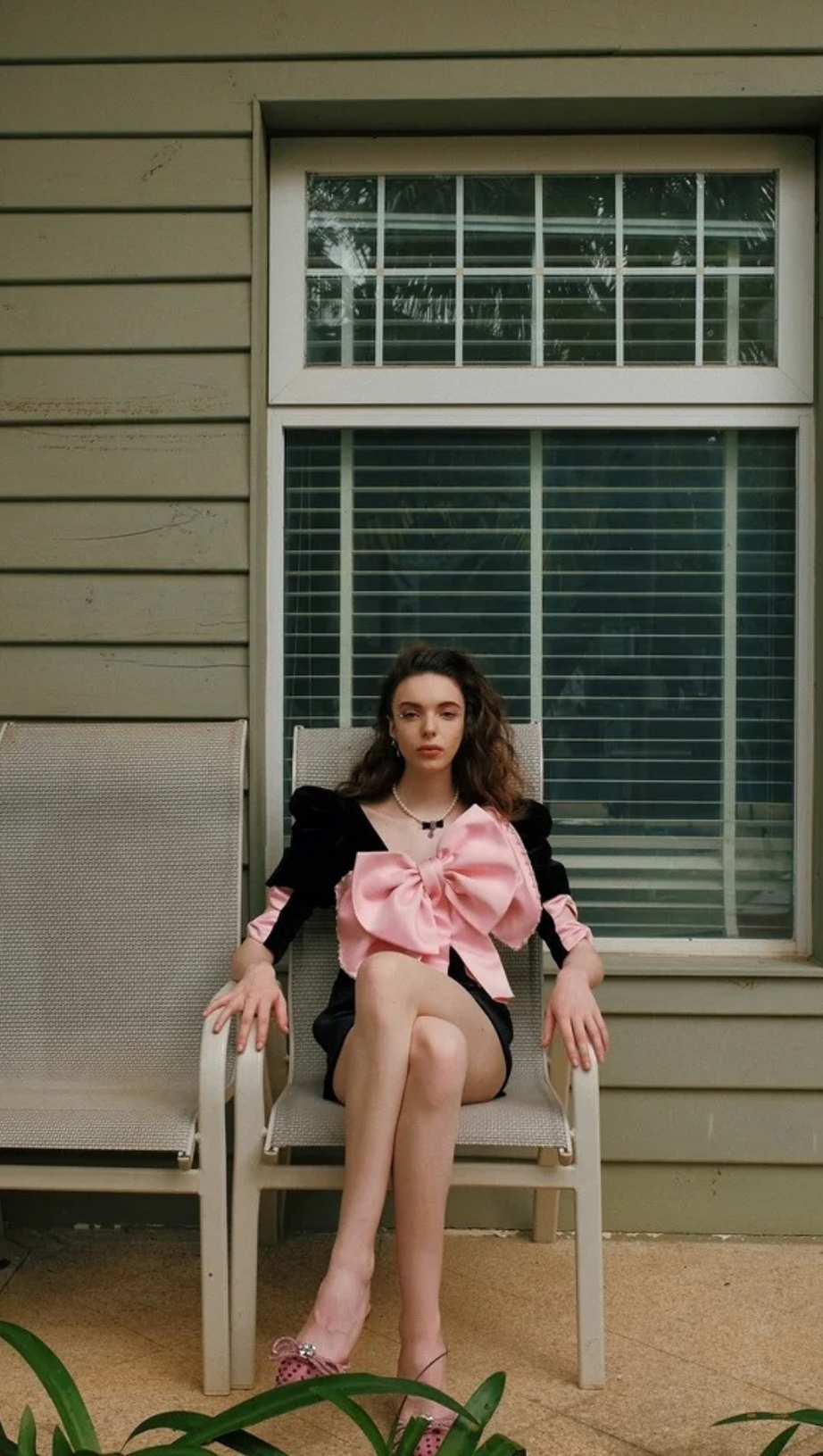 BOW EMBELLISHED MINI DRESS