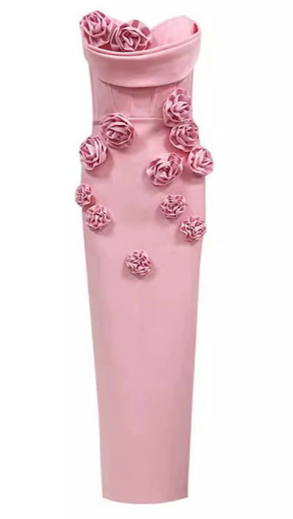 AIIZIE OFF-SHOULDER FLOWER MAXI DRESS IN BLUSH - product image