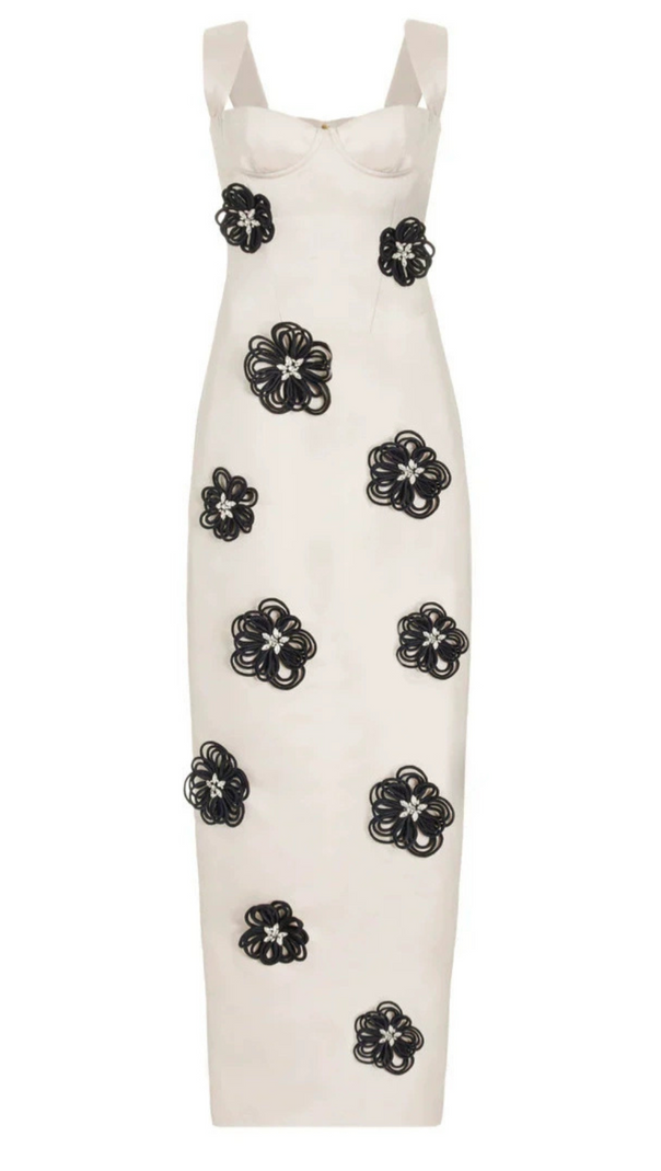 AIIZIE FLORAL EMBELLISHED MIDI DRESS IN WHITE - product image