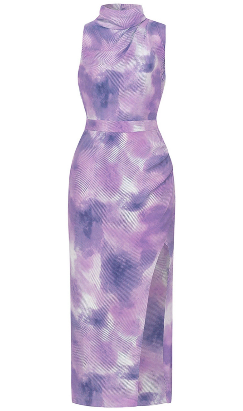 ABITO TIE DYE CON SPACCHI SULLA SCHIENA, VIOLA