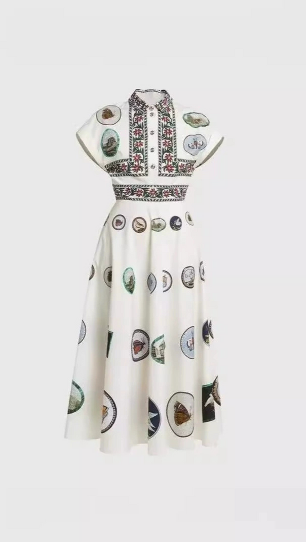 AIIZIE GRAPHIC PRINT COTTON MIDI DRESS - product image