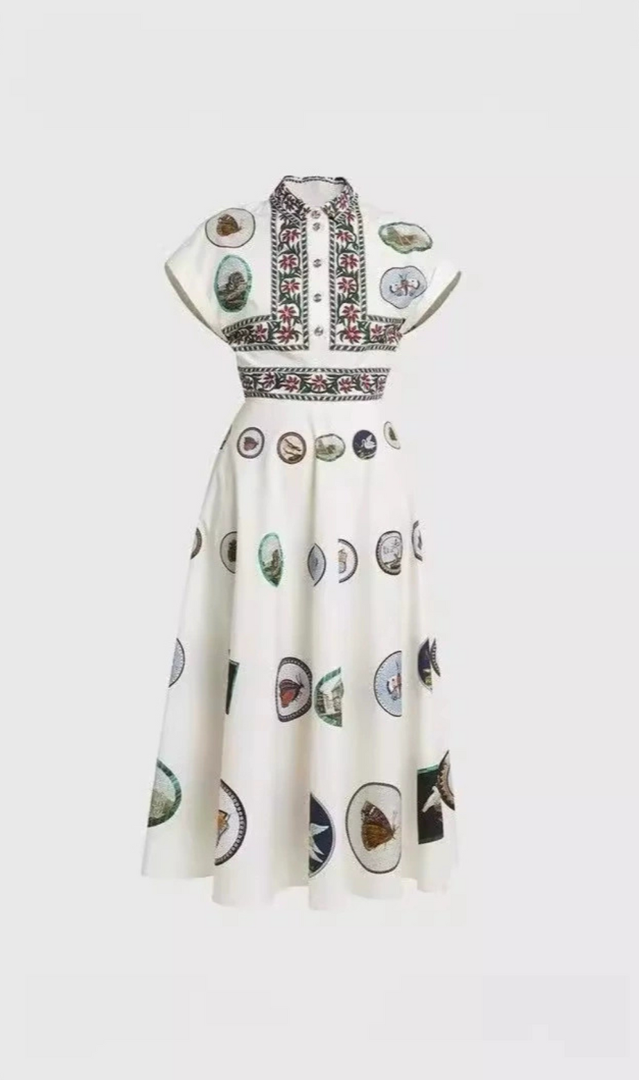 ABITO MIDI IN COTONE CON STAMPA GRAFICA
