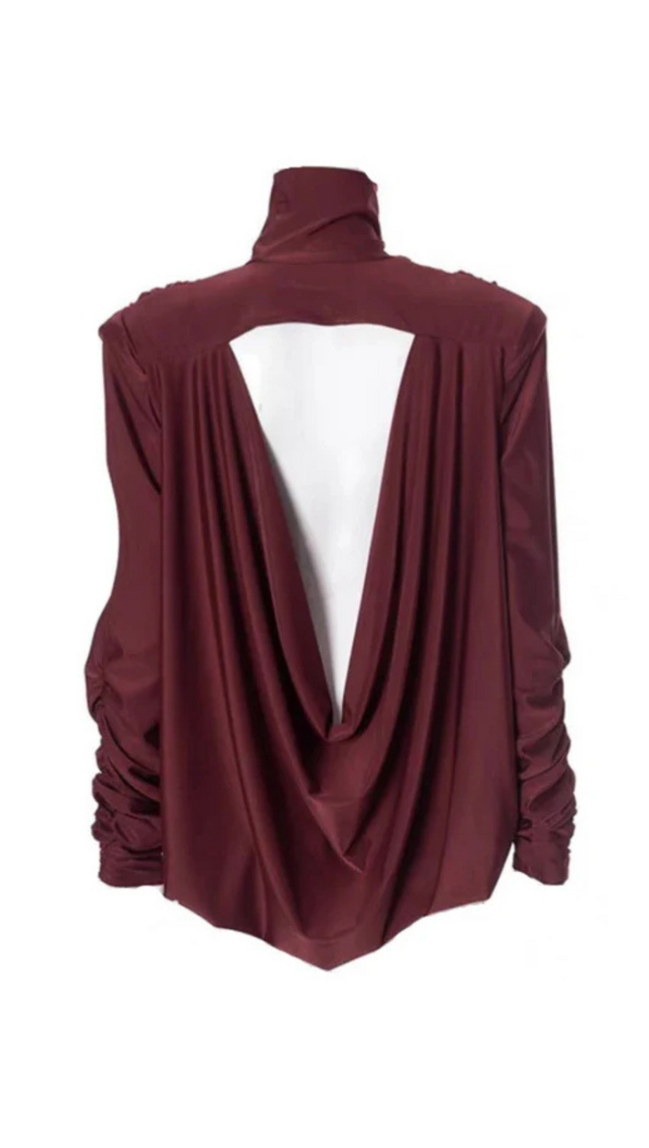 ALESTAIR BACKLESS RUCHED MINI DRESS IN RED