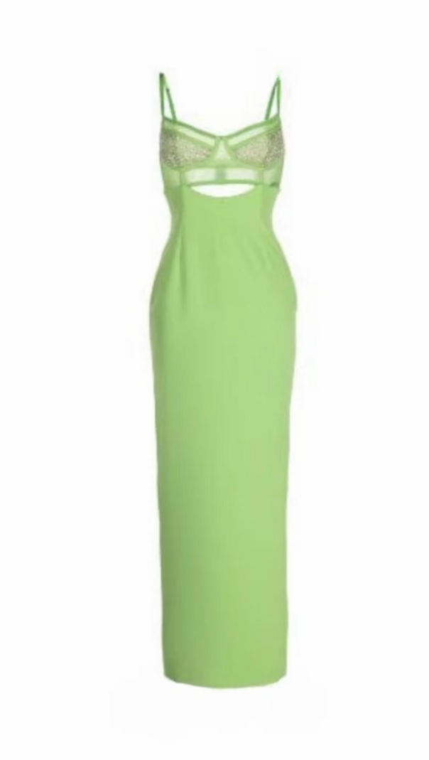 AIIZIE GREEN BEADING BANDAGE MIDI DRESS - product image