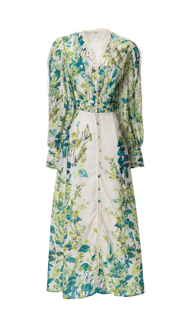 AIIZIE GREEN FLORAL PRINTED MAXI DRESS - product image