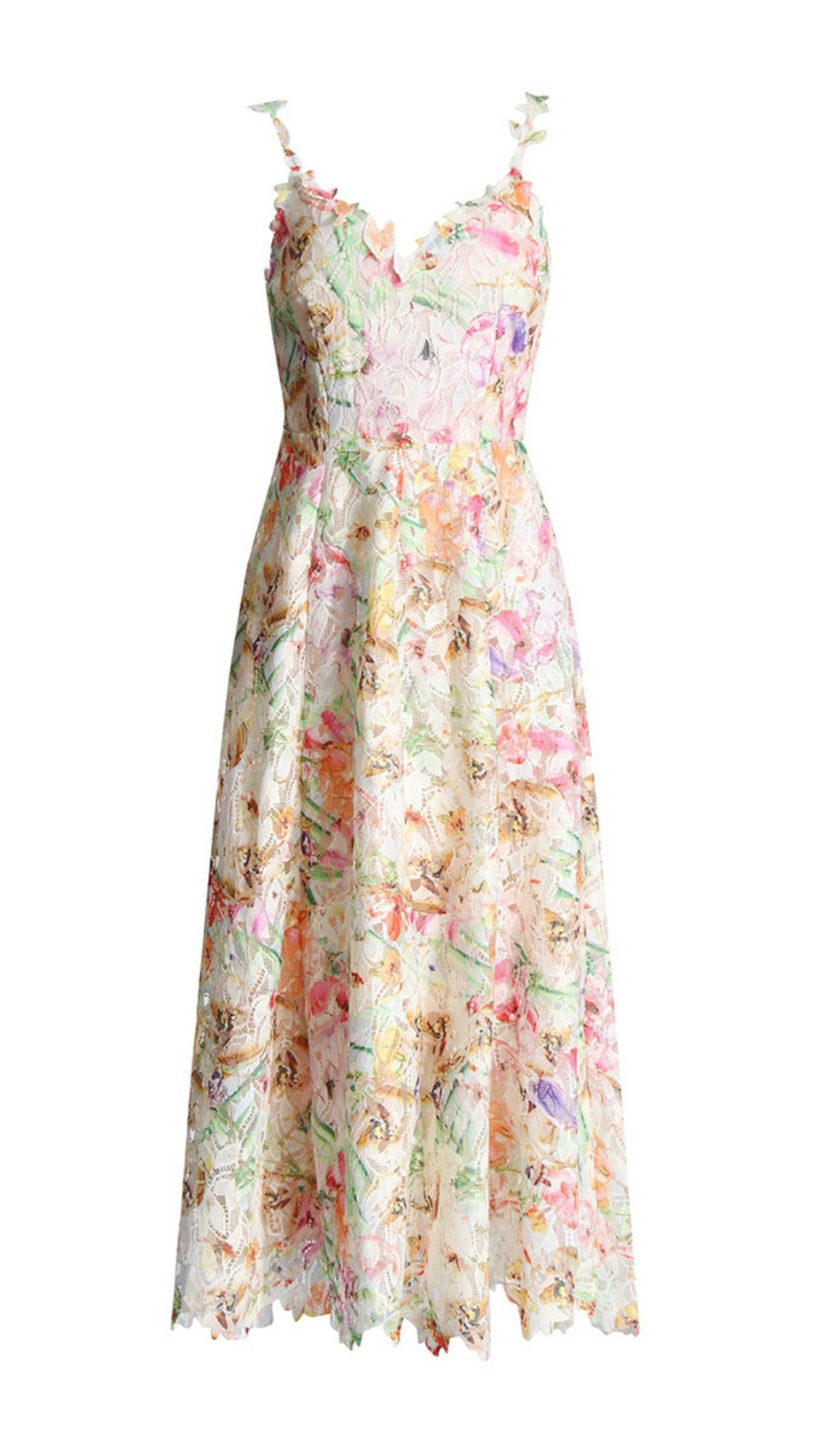 ABITO MIDI CON STAMPA FLOREALE COLORATA