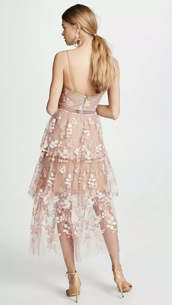 AIIZIE FLORAL EMBELLISHED MIDI DRESS - product image