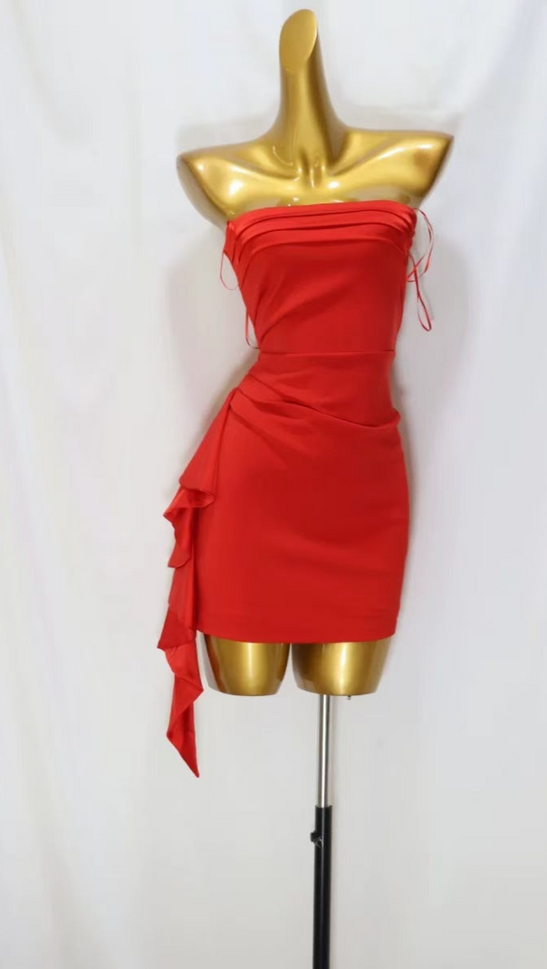 AIIZIE LUPE - RED STRAPLESS MINI DRESS - product image