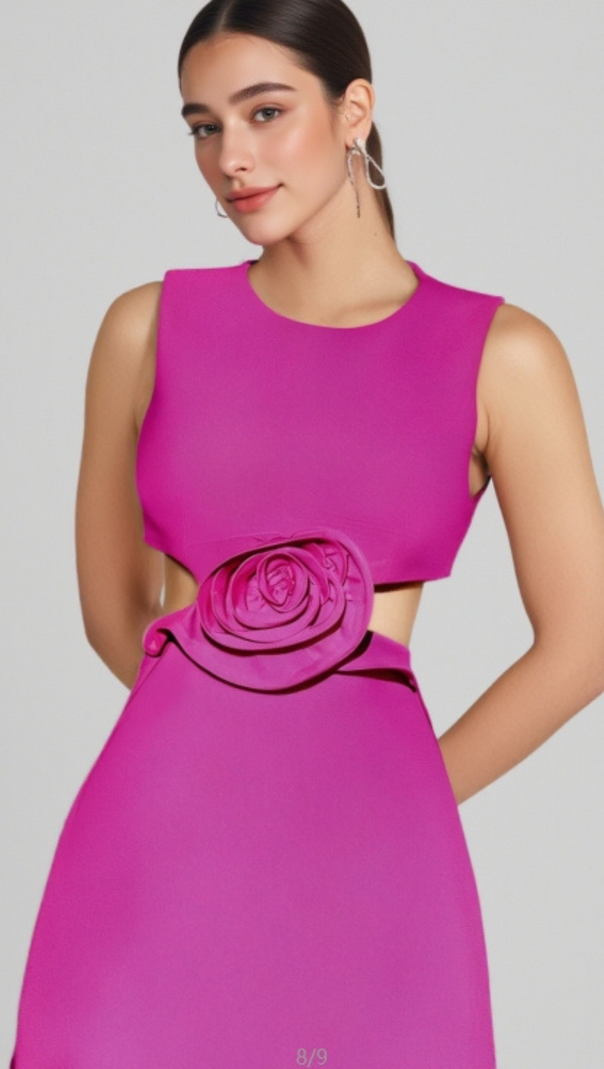 AIIZIE SLEEVELESS CUTOUT FLOWER MINI DRESS - product image