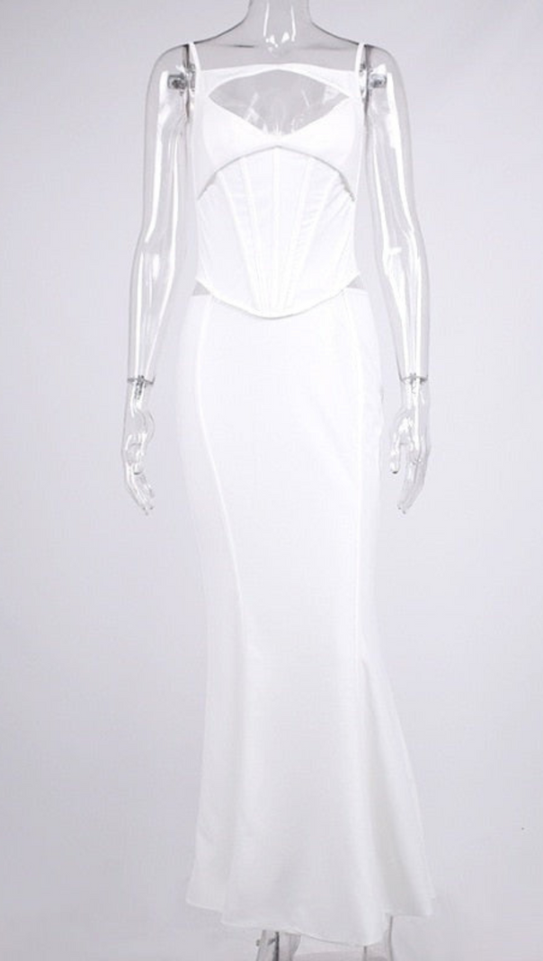 AIIZIE WHITE CORSET MAXI DRESS - product image