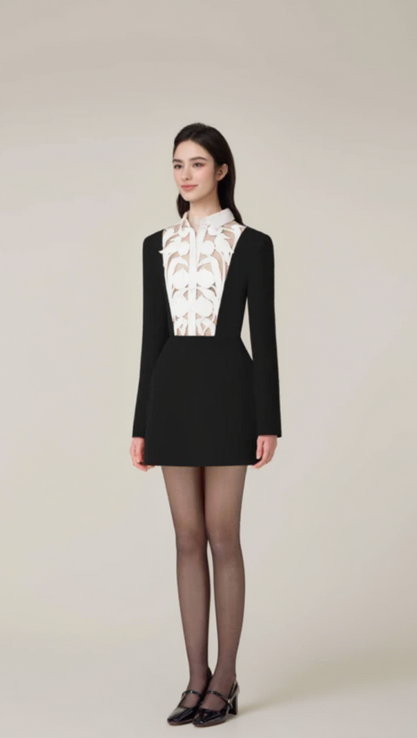 AIIZIE HOLLOW A-LINE MINI DRESS IN BLACK - product image