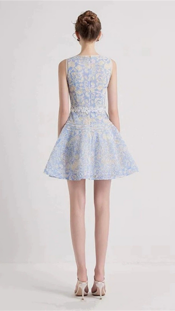 AIIZIE LAIKA BLUE LACE MINI DRESS - product image