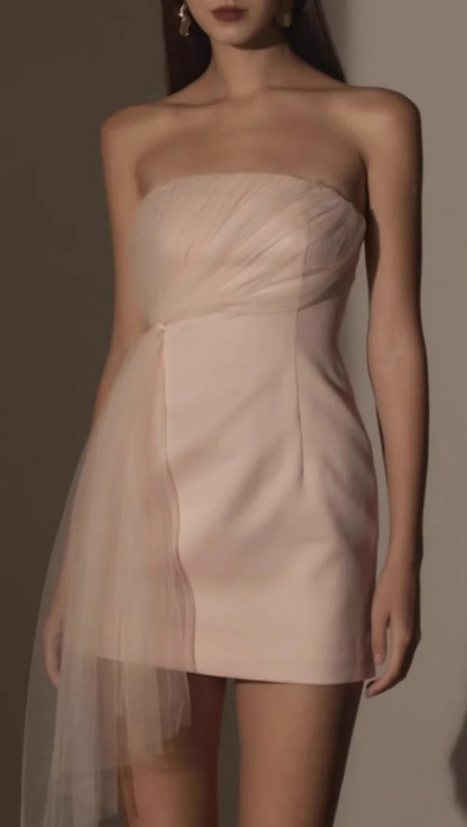 STRAPLESS MESH MINI DRESS