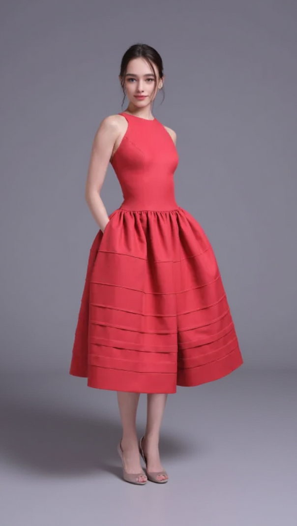 AIIZIE BERRY BELL-SHAPED MINI DRESS IN RED - product image