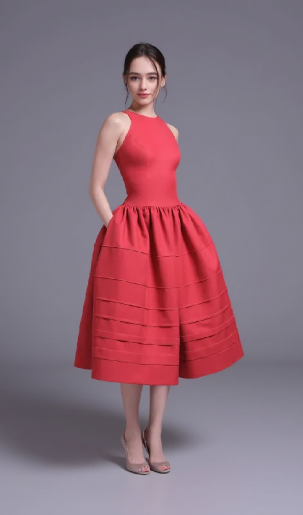 Berry Glockenförmiges Minikleid in Rot