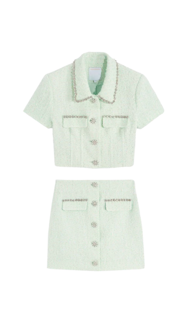 AIIZIE CRYSTAL EMBELLISHED TWEED SKIRT SET - product image