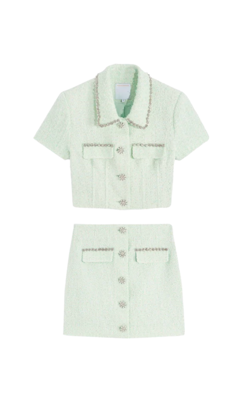 COMPLETO GONNA IN TWEED CON CRISTALLI