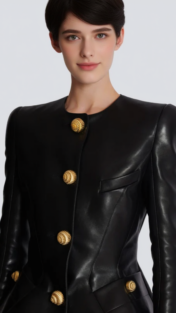 AIIZIE LAMBSKIN LEATHER PEPLUM JACKET - product image
