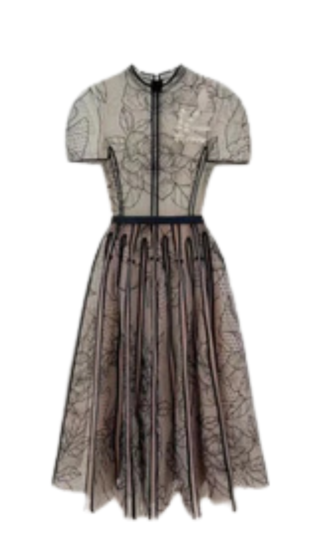 ARIYA EMBROIDERY LACE MIDI DRESS