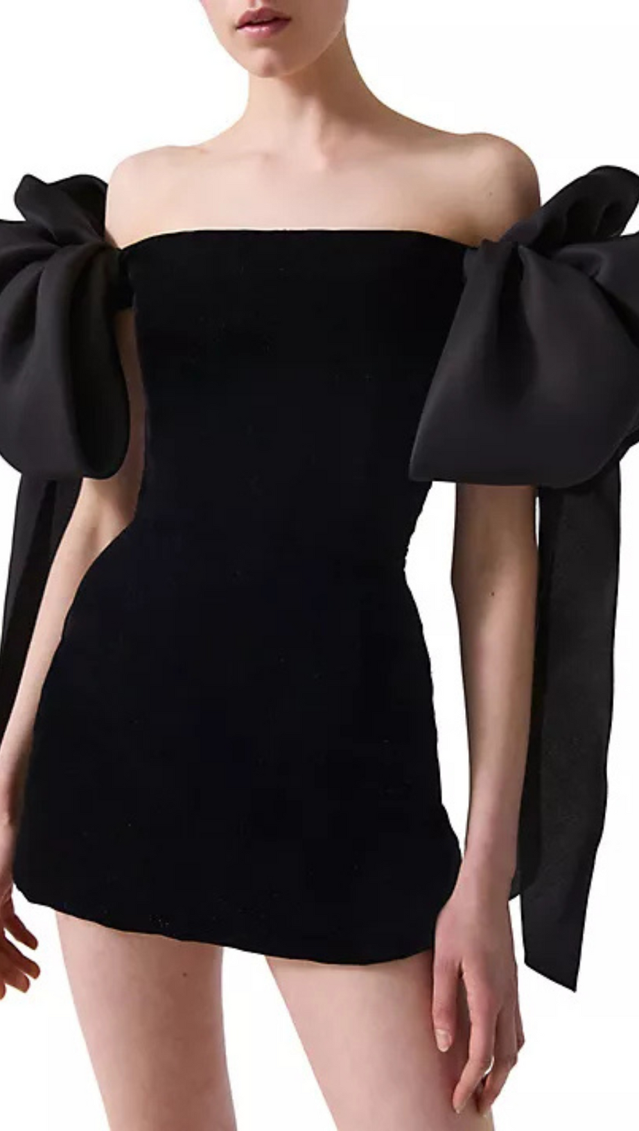 schulterfreies Minikleid in Schwarz