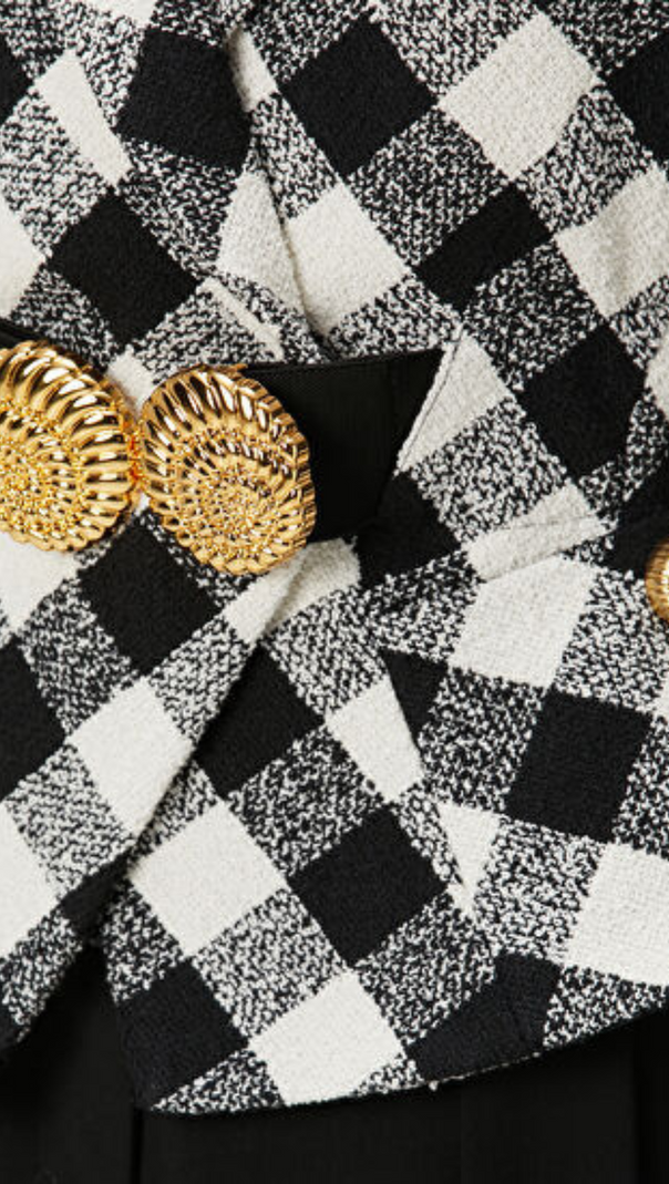 AIIZIE BELTED GINGHAM TWEED JACKET WITH TWO SNAIL BUTTONS - product image