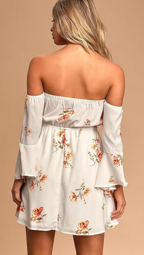 AIIZIE FLORAL VISCOSE OFF SHOULDER WOMEN'S MINI DRESS - product image